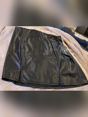 Faux Leather Mini Skirt - Black